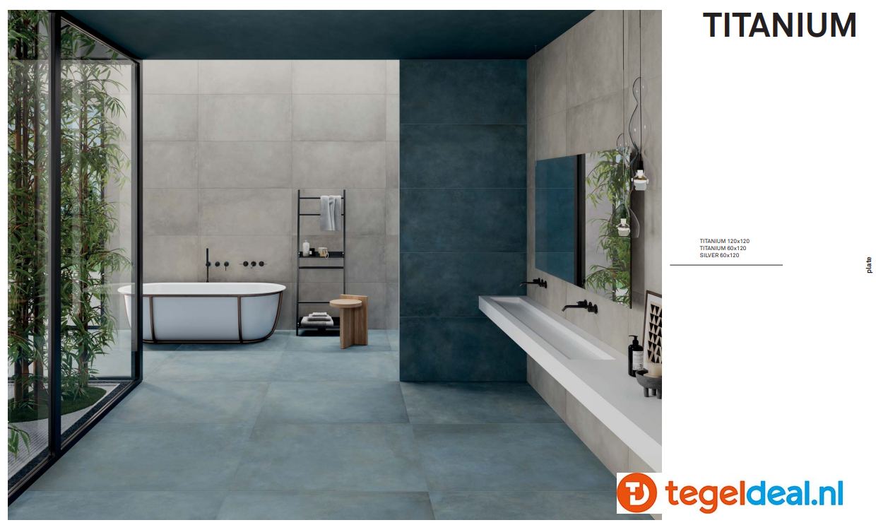 KEOPE Plate TITANIUM, 120x120 cm, metaallook tegels