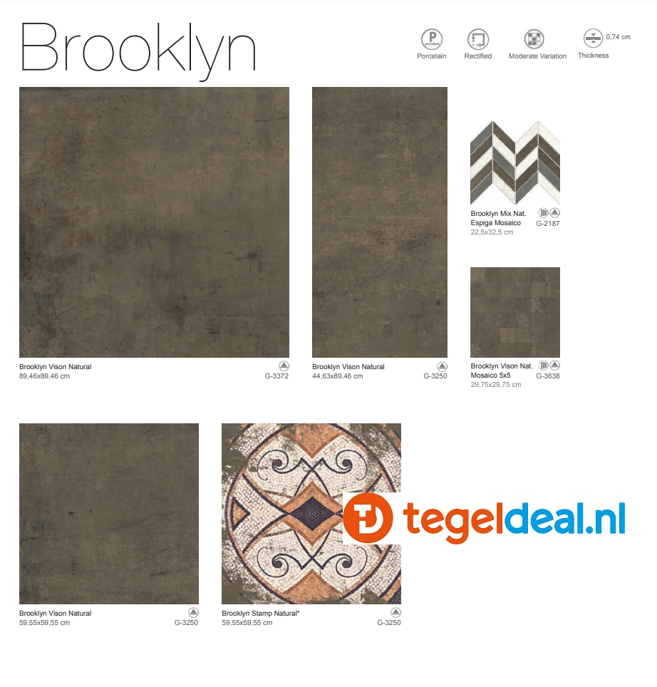 Mozaïek Aparici Brooklyn Vison Nat. 29,75 x 29,75 cm (5x5 cm), G-3638