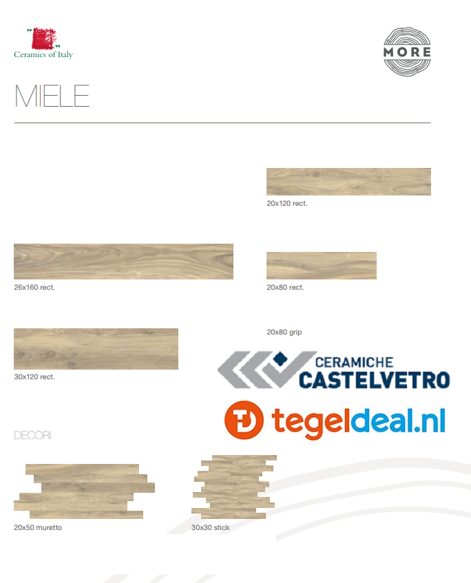 Castelvetro More Miele, 30x120 cm, CMR32R22, houtlook tegels - € 34,50 per m2