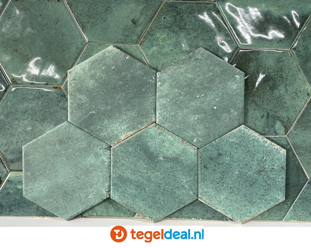 Ribesalbes Hope OLIVE mat, 15x17,3 cm hexagon tegels