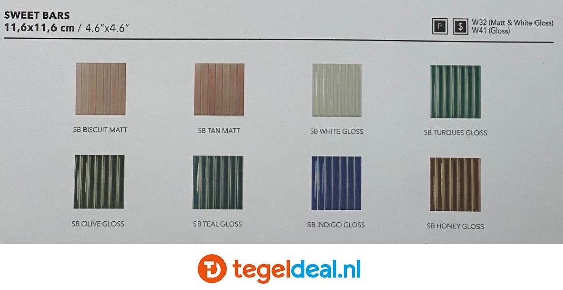 WOW Design, Sweet Bars BISCUIT MATT, 11,6x11,6 cm, wandtegels met reliëf