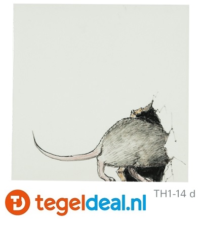 TH1 - 14h Muis en insect, 13 x 13 cm, handbeschilderd