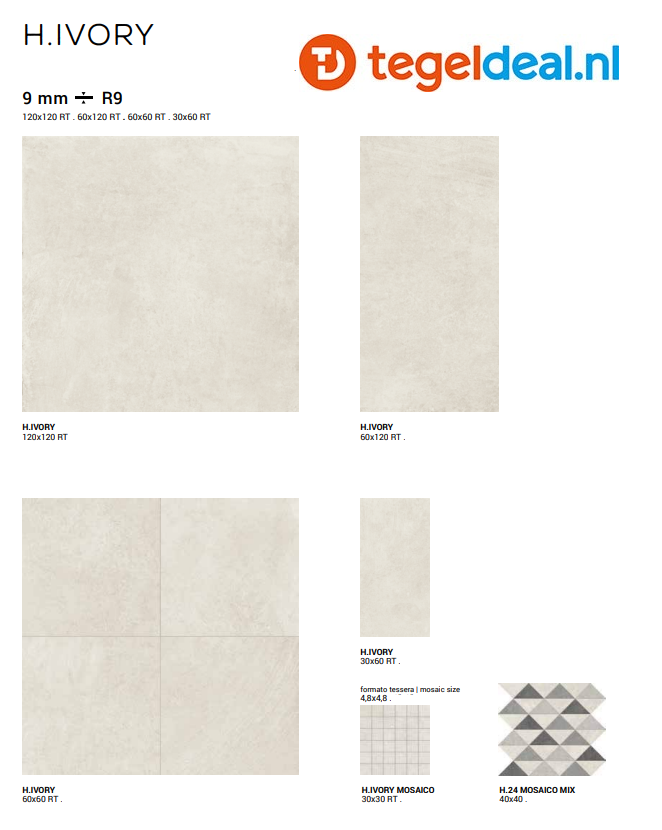 Supergres H.24 Ivory, 120x120 cm, HIV1, cementlook tegels