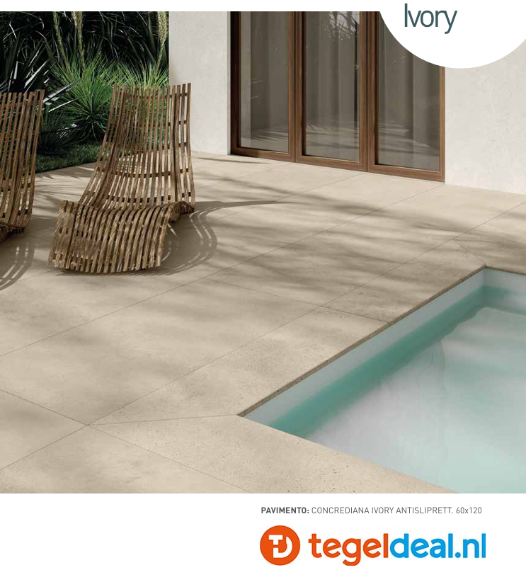 SIL Ceramiche, Concrediana IVORY, 60x120x2 cm terrastegels