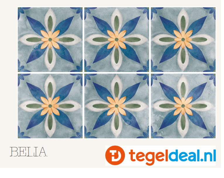 Nanda Tiles, Veranda, 15x15 cm, vintage patroontegels voor vloer en wand 