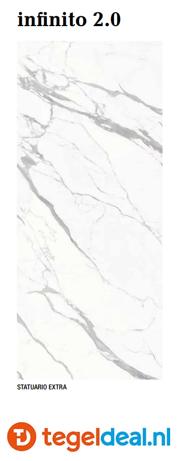 Fondovalle Infinito 2.0, STATUARIO EXTRA LUX, 60x120 cm, INF2586, marmerlook tegels 