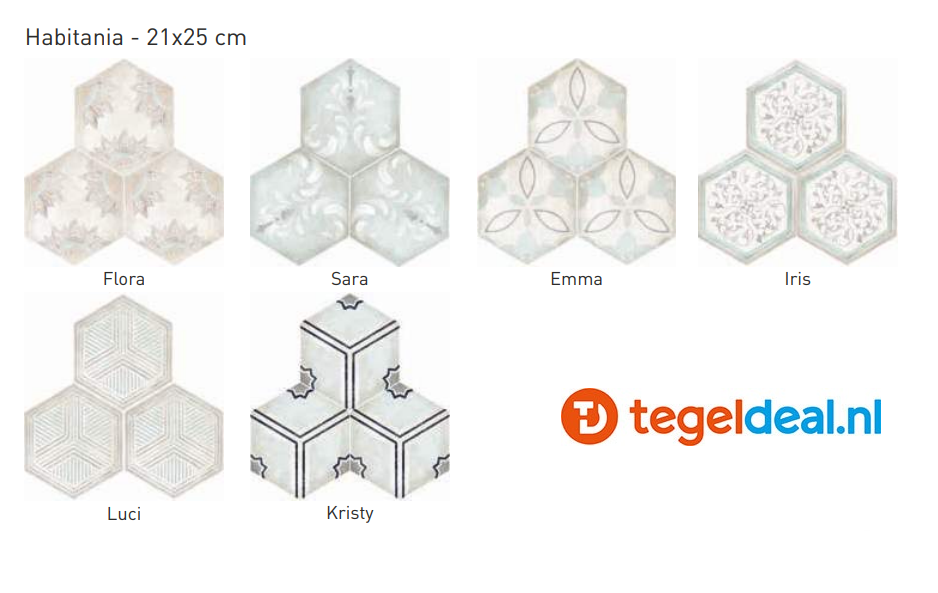 VLT Nanda Tiles, Habitania, 21x25 cm, hexagon VLT Nanda Tiles, Habitania, 21x25 cm, hexagon