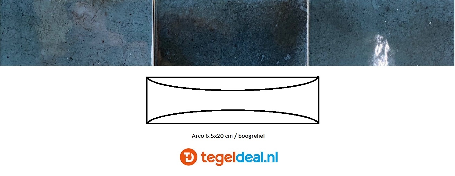 Equipe, Hanoi BLUE NIGHT, Arco 6,5x20 cm, art. 30041, reliëf wandtegels 