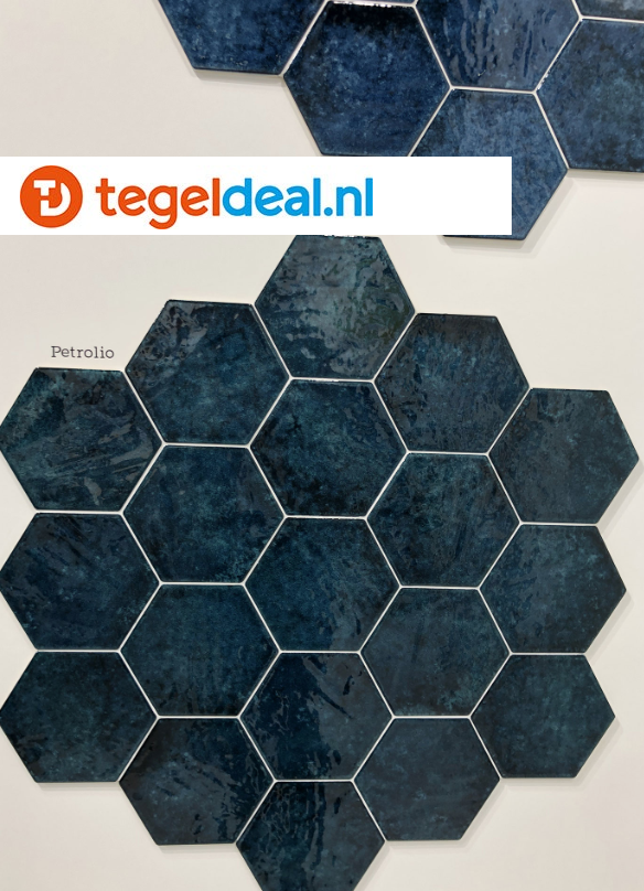 Tonalite, Esamarine, 16,2x18,5 cm, hexagon wandtegels Tonalite, Esamarine, 16,2x18,5 cm, hexagon wandtegels