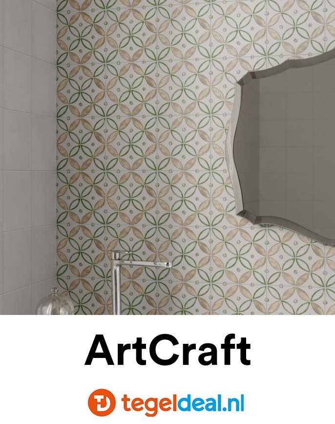 Marazzi ArtCraft BIANCO SEGNI-B, 20x20 cm MH9D Semimatt, decortegels 