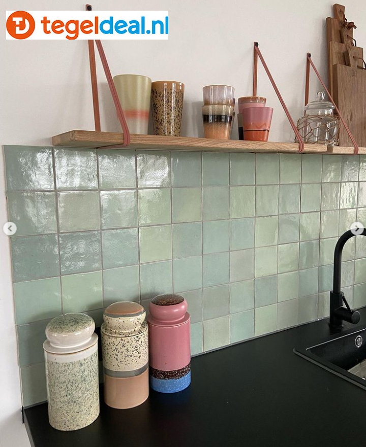 OPRUIMING :  1,62 m2 Marazzi, Zellige Turchese, 10x10 cm, M5P4, zellige-look wandtegels - 1,62 m2 voor 50,00 euro 