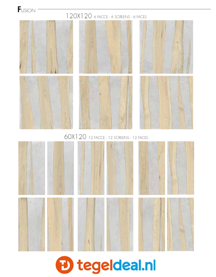 SIL Ceramiche, Industrial FUSION ICE, 60x120 cm, beton- houtlook tegels