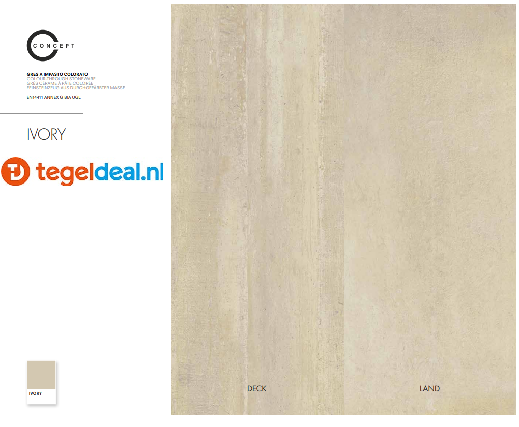 Castelvetro, Concept Land IVORY, 30x60 cm, 02CLD36R2 - € 28,50 per m2, betonlook tegels