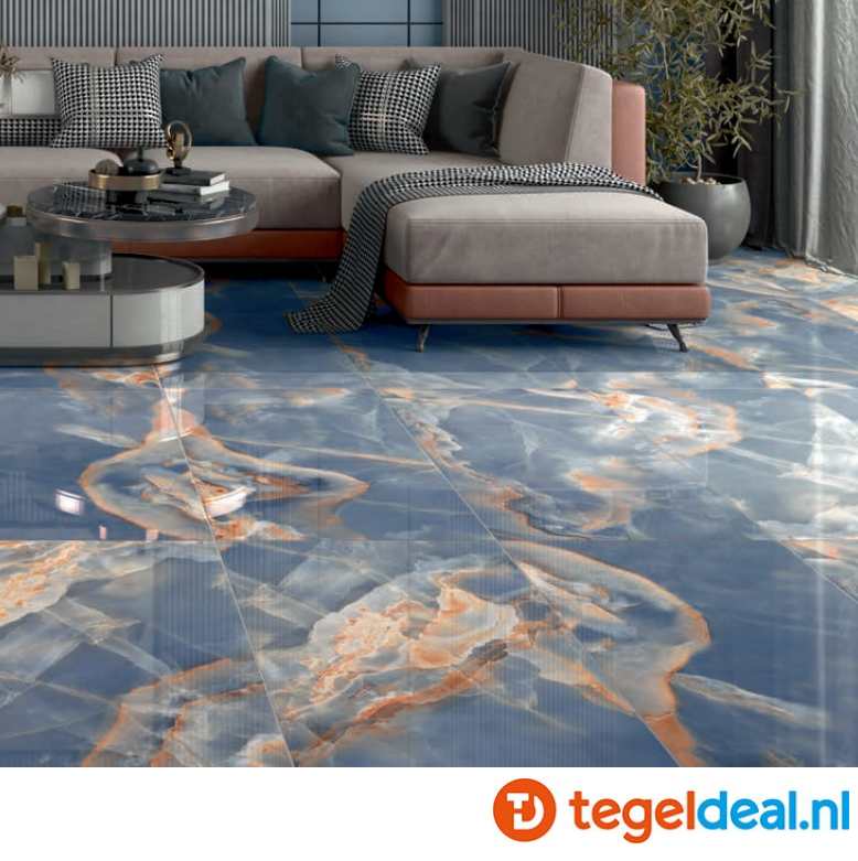 Villa, Epsilon BLUE, 60x120 cm Super-Polished, onyx-look tegels - €39,50 per m2 