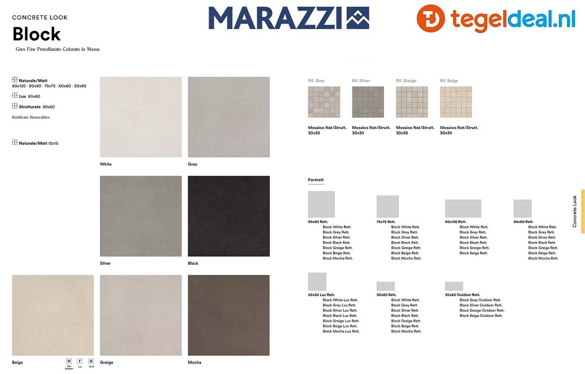 Marazzi Block, Silver, 90x90 cm MM59