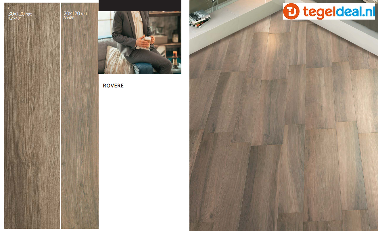 Serenissima Acanto Rovere, 20x120 cm, houtlook tegels