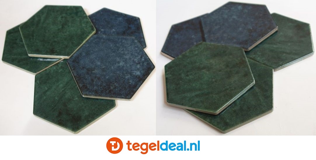 Tonalite, Esamarine, 16,2x18,5 cm, hexagon wandtegels Tonalite, Esamarine, 16,2x18,5 cm, hexagon wandtegels