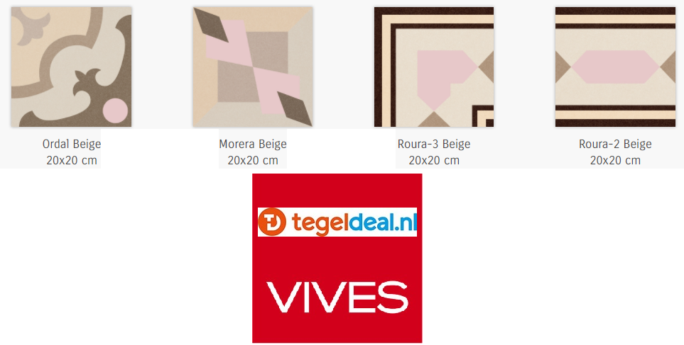 Vives 1900 ORDAL BEIGE, 20x20 cm, patroontegels  