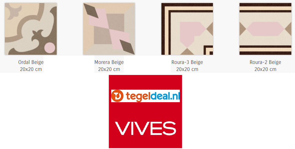 VLT Vives 1900 ORDAL BEIGE, 20x20 cm, patroon  