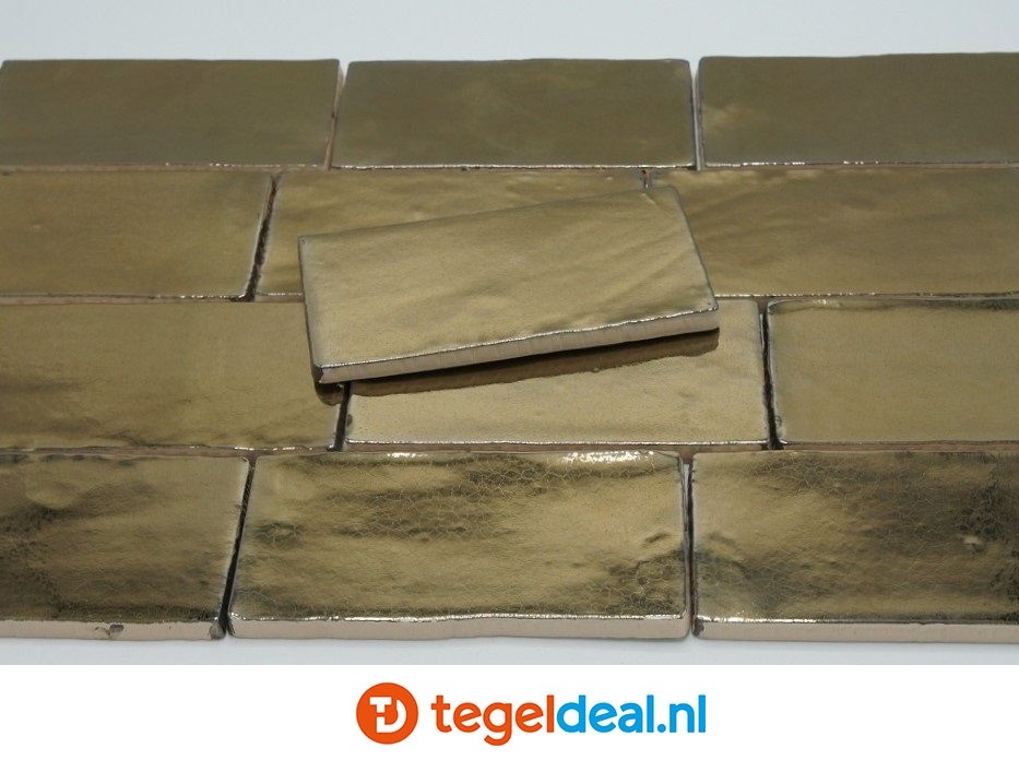 Handvorm wandtegels DARK GOLD, 7,5x15 cm - OP VOORRAAD