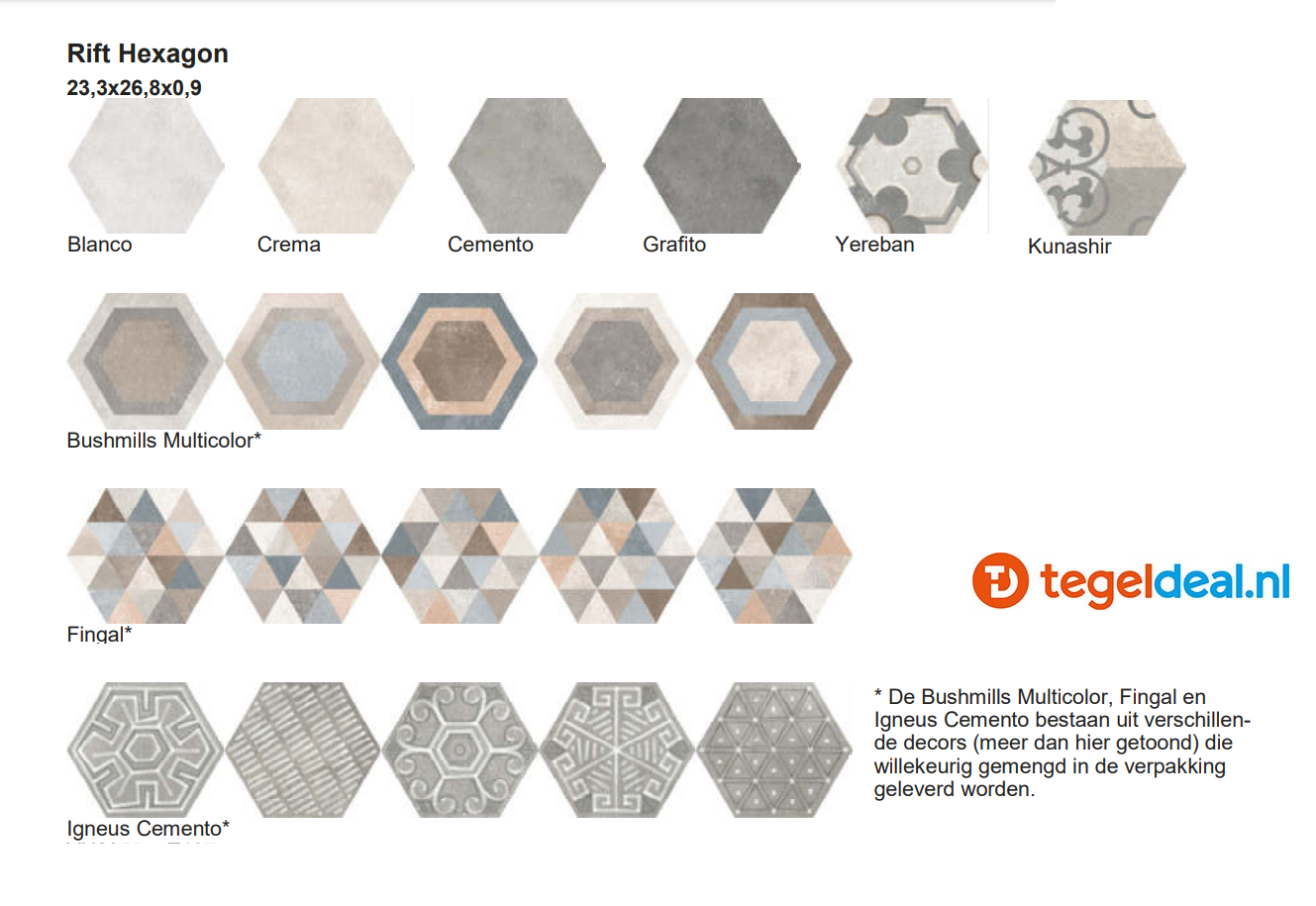 VLT Vives Rift, 23x26,6 cm hexagon, 5 decors