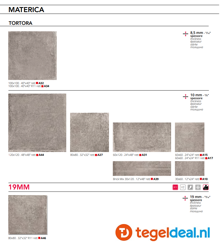 VLT en TRT Serenissima Materica, betonlook in div. kleuren en afm. VLT en TRT Serenissima Materica, betonlook in div. kleuren en afm.