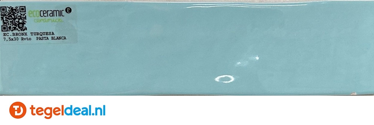 Ecoceramic, Bronx TURQUESA, 7,5x30 cm, handvorm wandtegels
