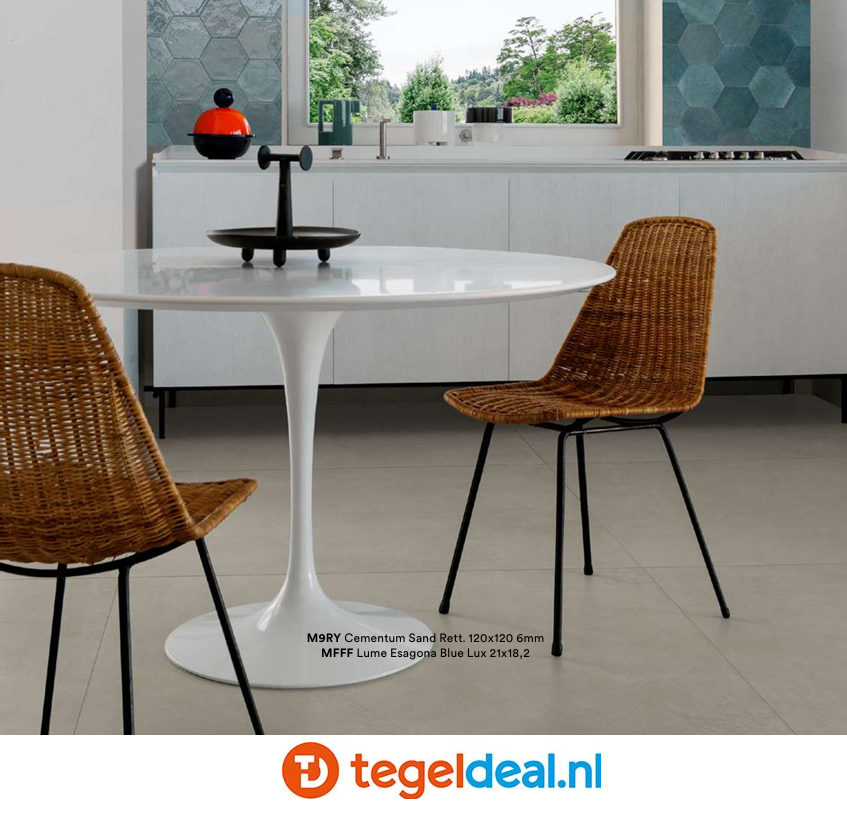 Marazzi Cementum SAND, 21x18,2 cm Nat., M9VQ, hexagon cementlook tegels Marazzi Cementum SAND, 21x18,2 cm Nat., M9VQ, hexagon cementlook tegels