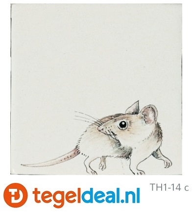 TH1 - 14b  Rennende muis, 13 x 13 cm, handbeschilderd
