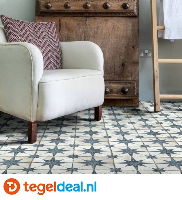 Peronda, Fs Star Blue, 45x45 cm, vintage patroontegels