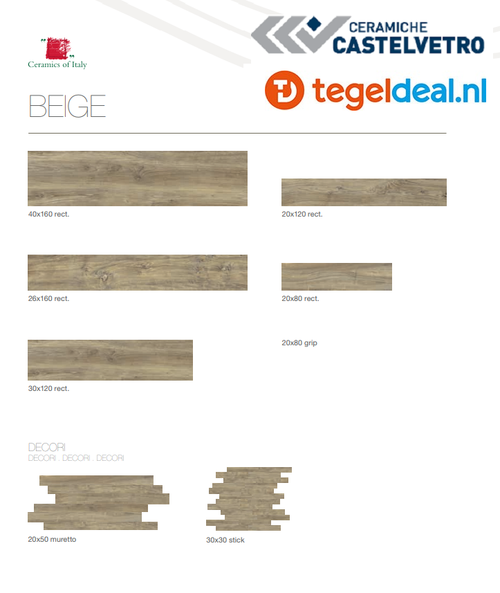 Castelvetro More Beige, 30x120 cm, CMR32R2, houtlook tegels