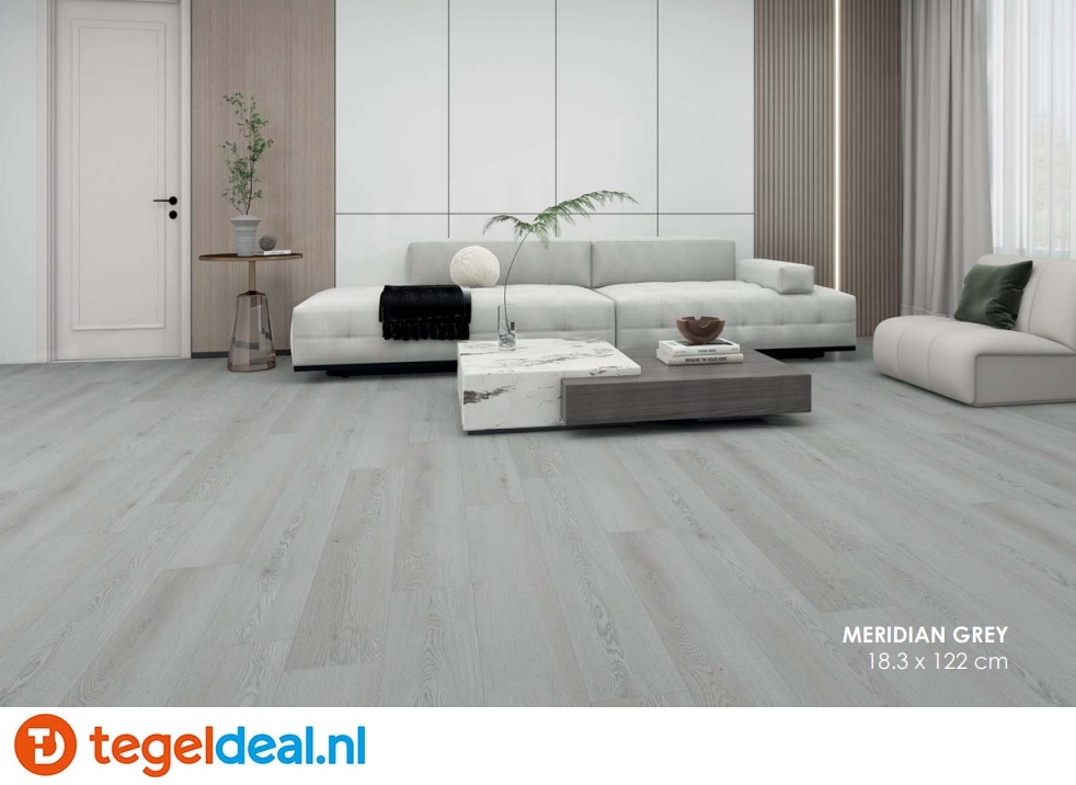MERIDIAN GREY Plank, 18,3x122x0,5 cm, Rigid SPC Click Vloer     