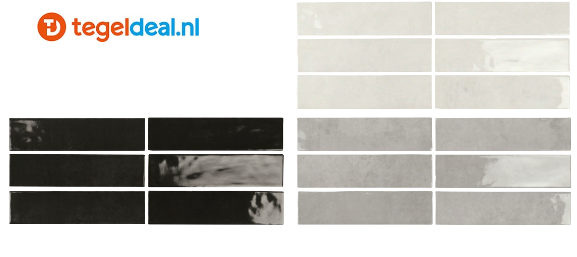 ACTIE - OP=OP Gemstone PYRITE GREY, 7,5x30 cm, handvorm wandtegels - OP VOORRAAD