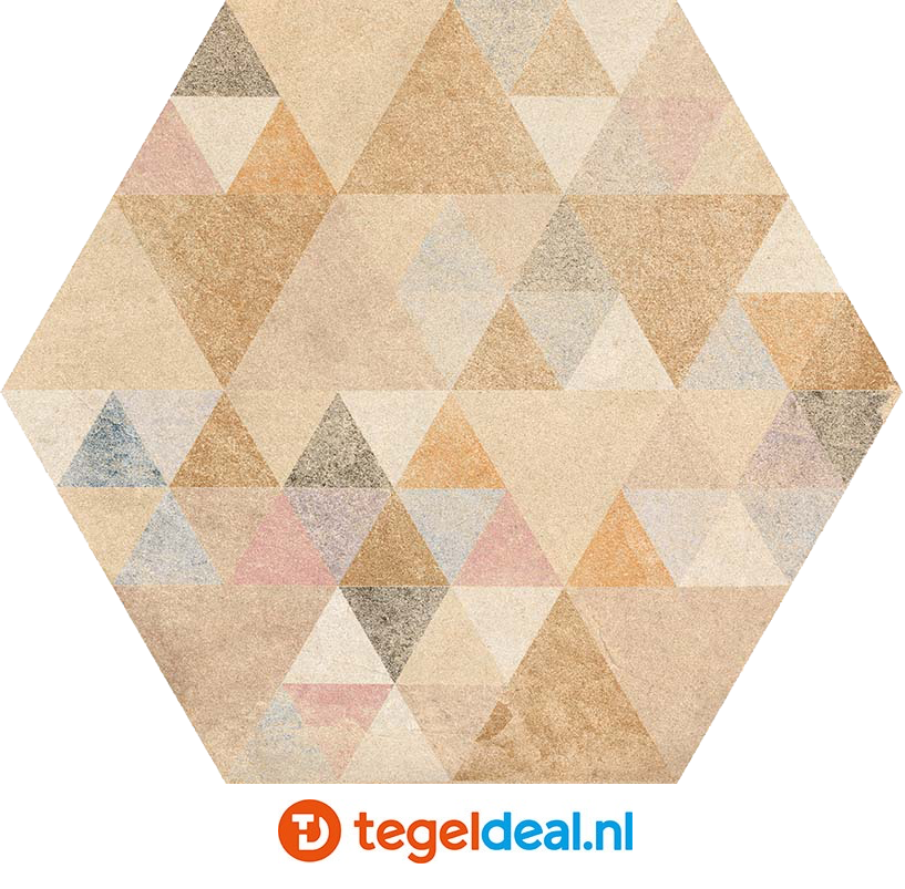 VLT Vives Laverton Hexagon, 23x26,6 cm terracotta-look, 6 uni kleuren en 2 decors 