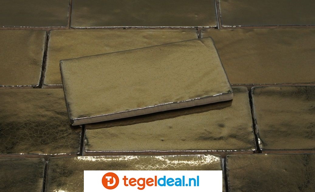 Handvorm wandtegels DARK GOLD, 7,5x15 cm - OP VOORRAAD