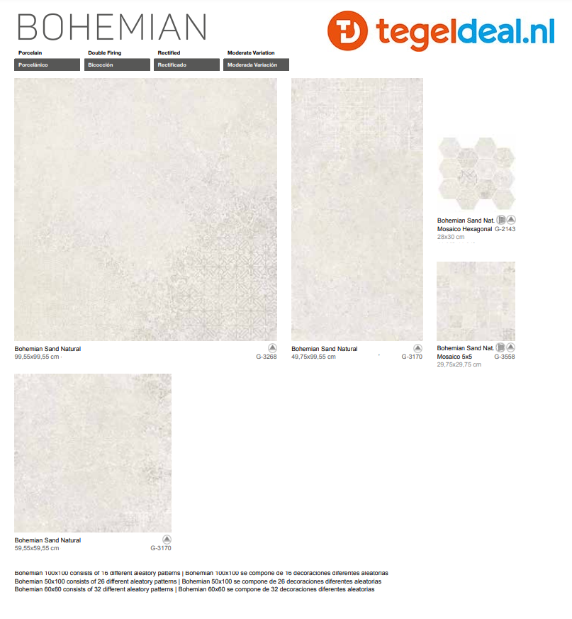 Aparici Bohemain SAND Natural, 60x60  cm
