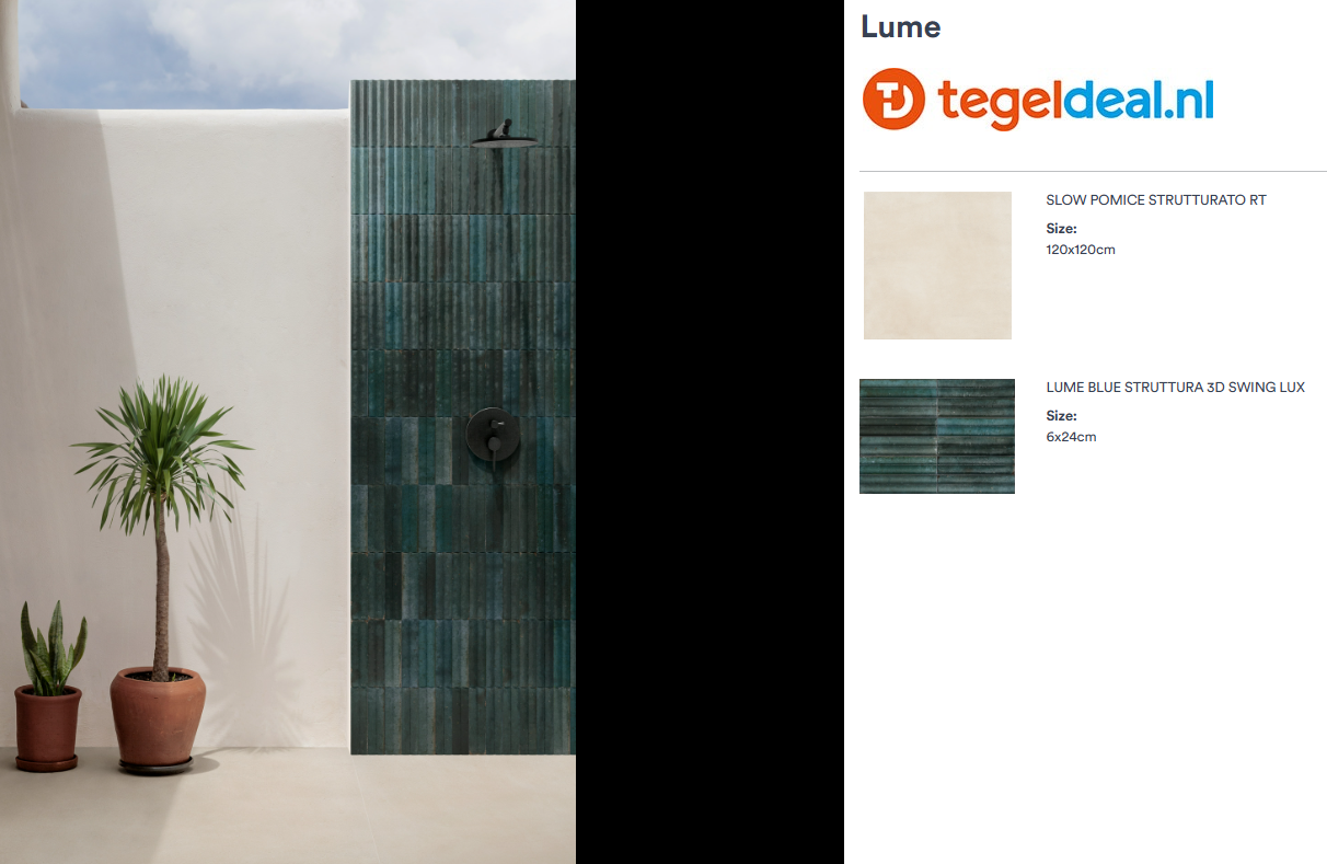 Marazzi Lume BLUE, 6x24 cm Swing 3D MP96, wandtegels met reliëf