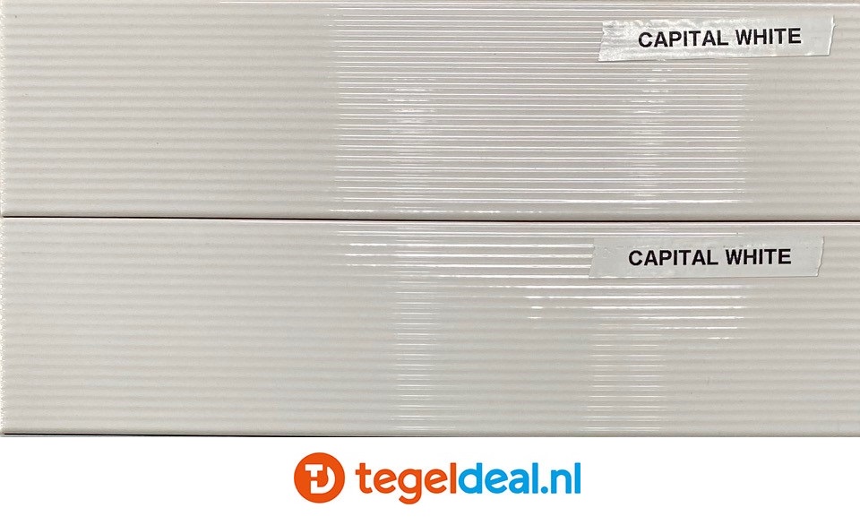 Stripes Gloss Capital White, 6,5x26,1 cm, reliëf wandtegels