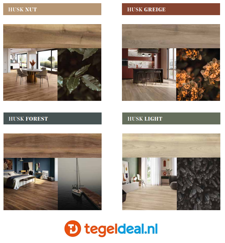 Supergres Husk Nut, 20x120 cm, HUN2, houtlook tegels
