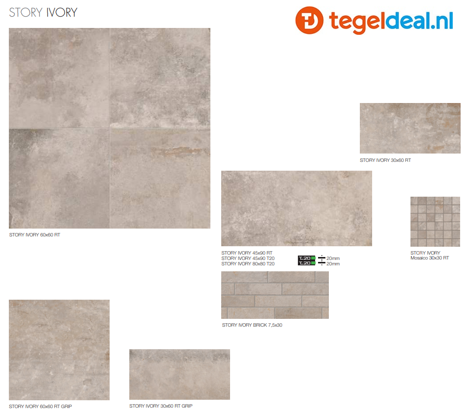 TRT Supergres Story Ivory T20, 80x80x2 cm, CMA8, OUTDOOR terrastegels