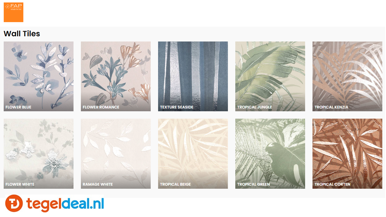 FAP, Deco&More, wandtegels met botanisch decor