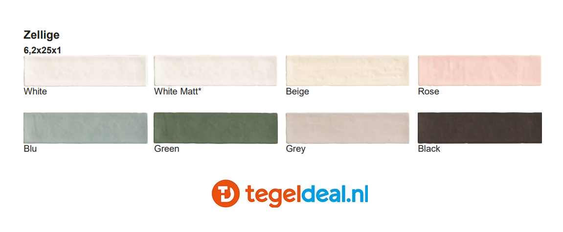 Natucer Zellige, 6,2x25 cm wandtegels Natucer Zellige, 6,2x25 cm wandtegels