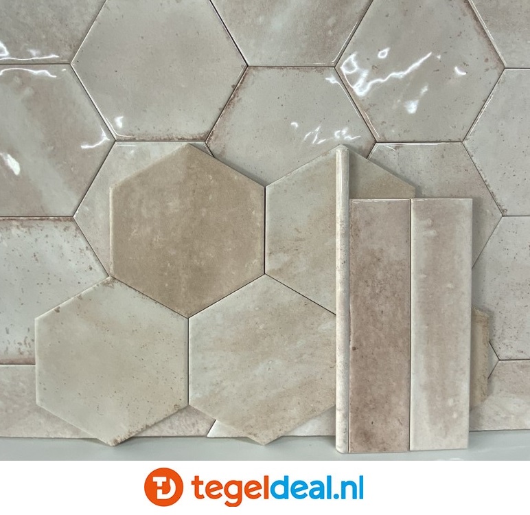 Ribesalbes Hope ROSE, 15x17,3 cm hexagon wandtegels - OP VOORRAAD Ribesalbes Hope ROSE, 15x17,3 cm hexagon wandtegels - OP VOORRAAD