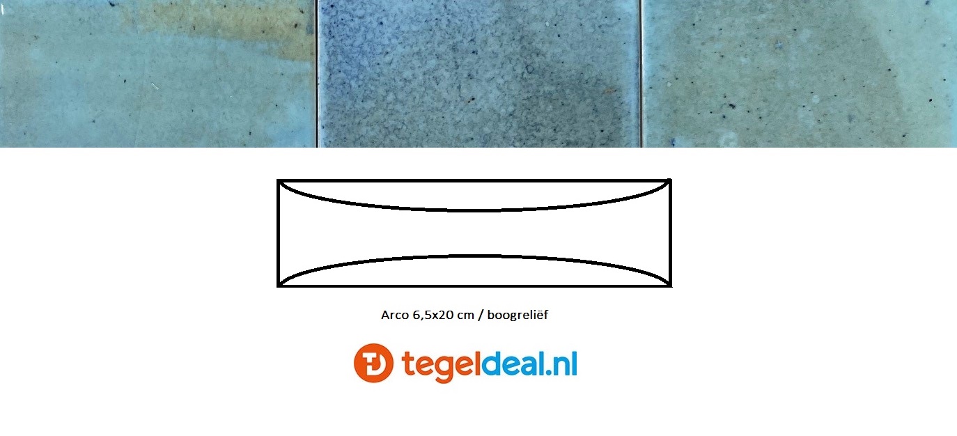 Equipe, Hanoi SKY BLUE, Arco 6,5x20 cm, art. 30065, reliëf wandtegels 