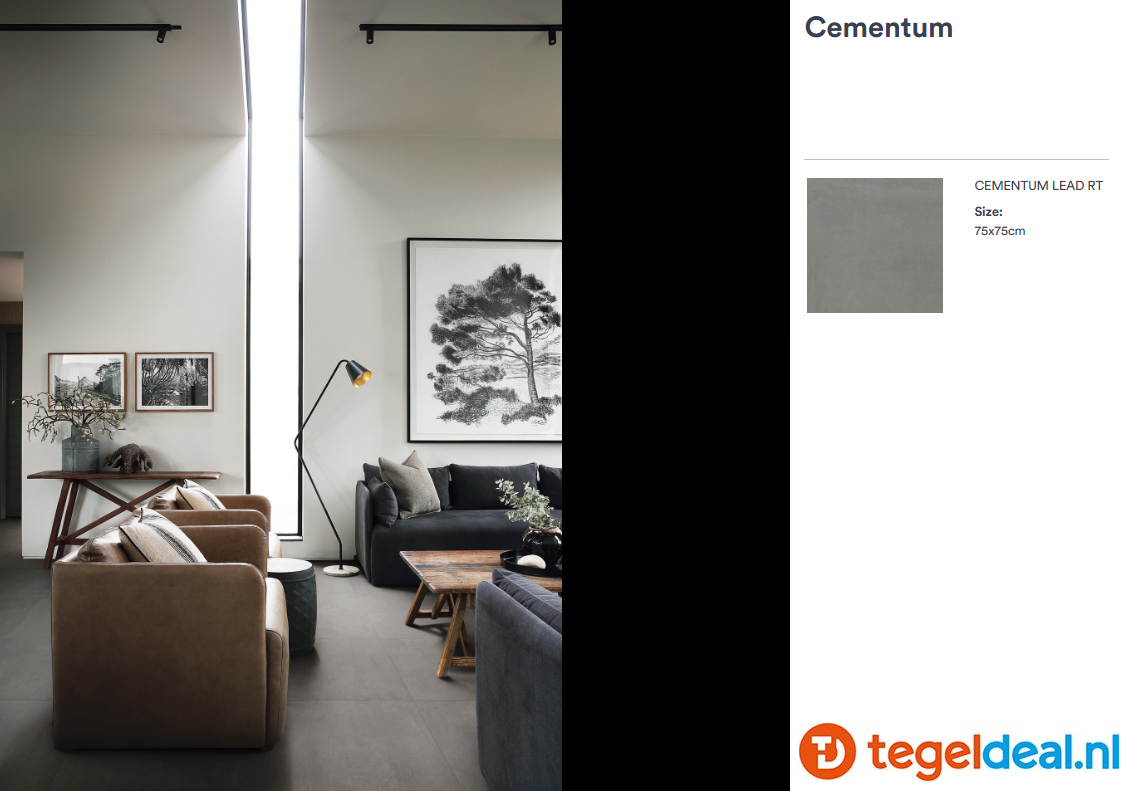 Marazzi Cementum LEAD, 60x60 cm Nat., M9SX, cementlook tegels 