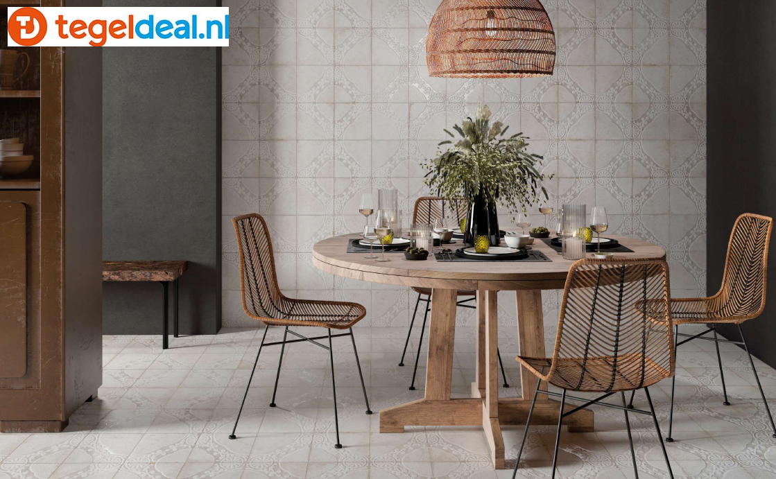 Peronda, Fs Jaipur, 45x45 cm, 2 kleuren, vintage patroontegels 