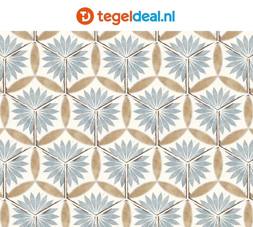 Nanda Tiles, Bohemia MIRANDA, 21x25 cm, hexagon patroontegels 