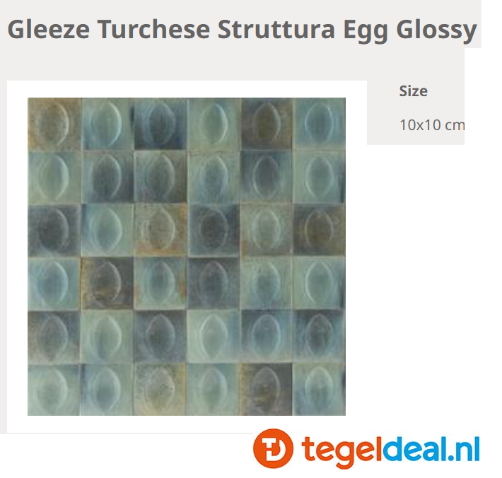 WDT Ragno Gleeze TURCHESE struttura EGG 3D, 10x10 cm, R8GU