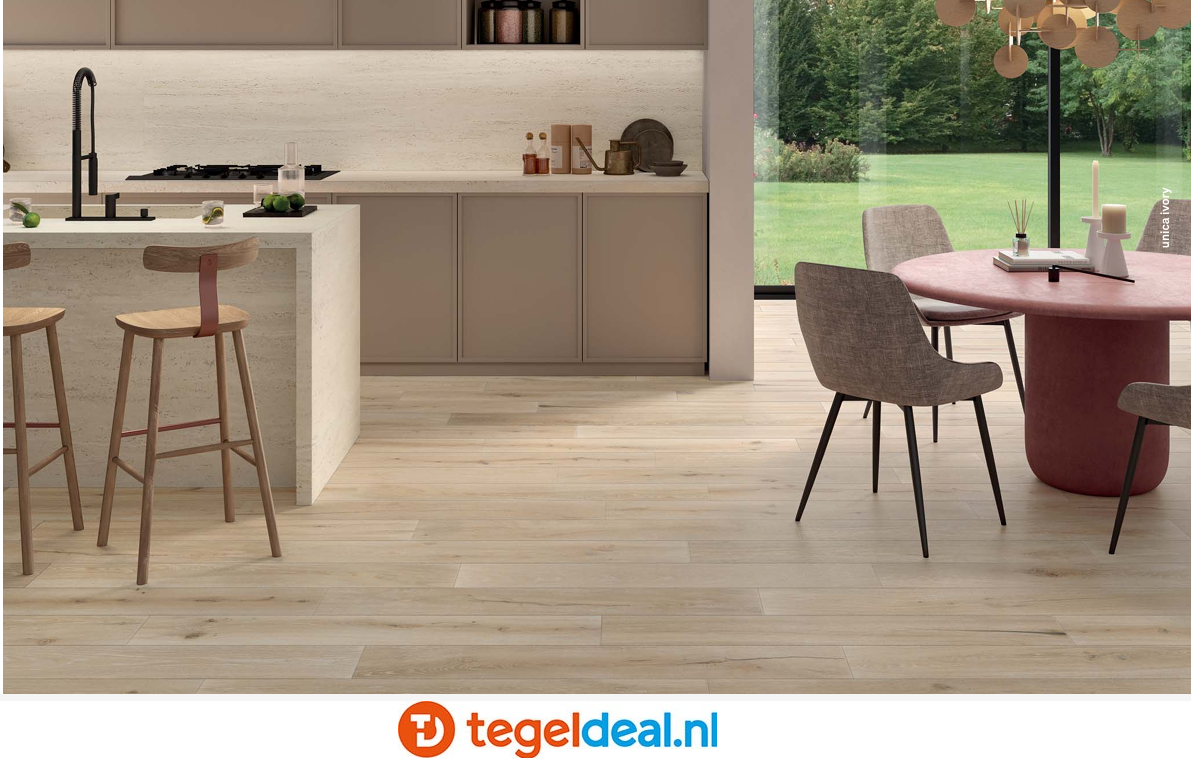 KEOPE Unica IVORY, 20x180 cm, houtlook tegels 