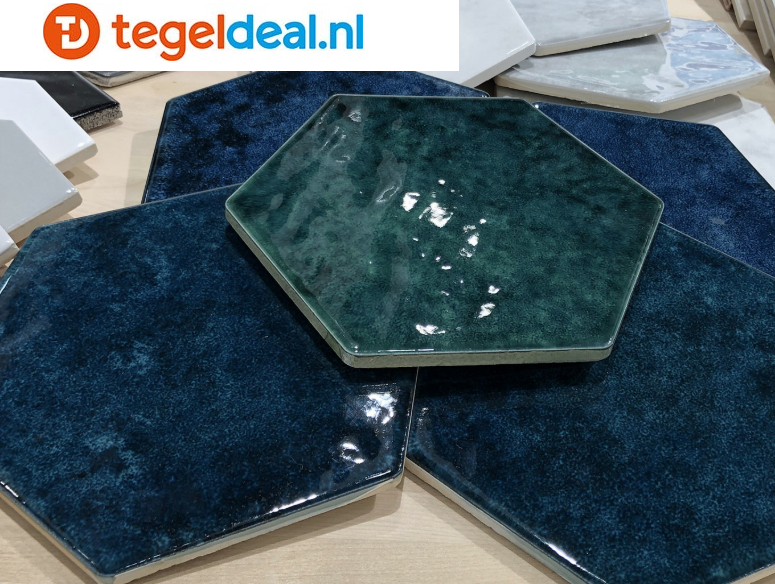 Tonalite, Esamarine, 16,2x18,5 cm, hexagon wandtegels Tonalite, Esamarine, 16,2x18,5 cm, hexagon wandtegels